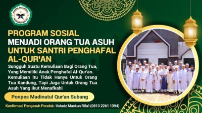 Gambar banner Menjadi Orang Tua Asuh Untuk Santri Penghafal Al-Quran