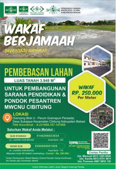 Wakaf Pembebasan Lahan Untuk Sekolah Dan Pesantren Maarif Nu Nu Care Lazisnu Kabupaten Bekasi 2223