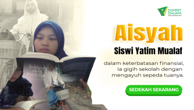 Gambar banner Bantu Aisyah, wujudkan asa yatim mualaf.