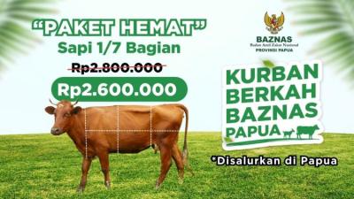 Gambar banner Kurban Berkah BAZNAS Papua - Patungan Sapi