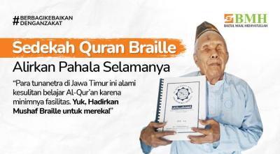 Gambar banner Sedekah Quran Braille Alirkan Pahala Selamanya