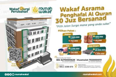 Gambar banner Raih pahala jariyah dengan wakaf pesantren tahfidz putri 30 juz bersanad