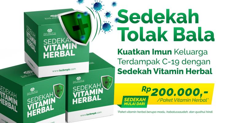 Banner program Sedekah Vitamin Herbal, Untuk Keluarga Terdampak Covid-19