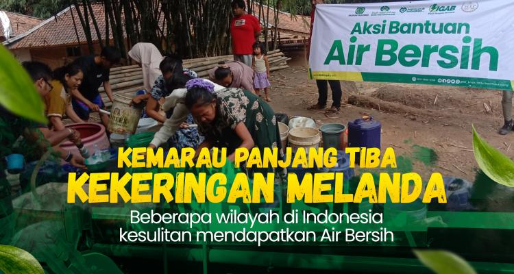 Banner program Kemarau Panjang Tiba Kekeringan Melanda, Alirkan Kebaikan Dengan Sedakah Air Bersih