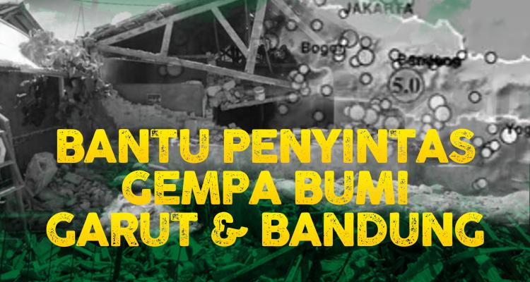 Banner program Peduli Gempa Bumi Bandung dan Garut