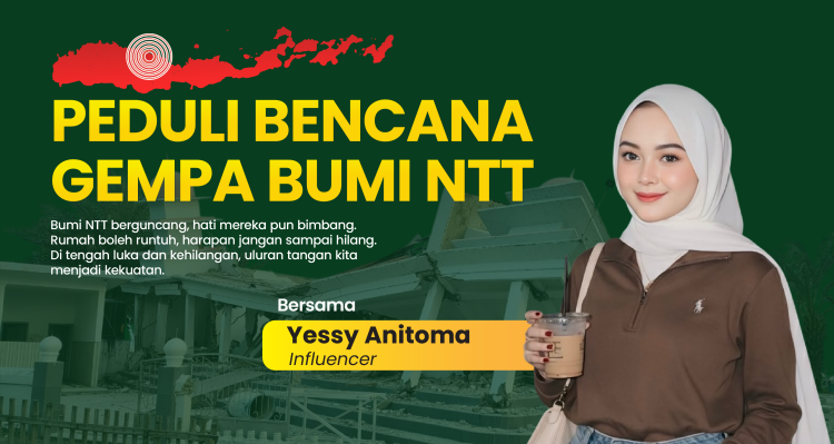 Banner program Bersama Yessy Anitoma Peduli Gempa Bumi NTT