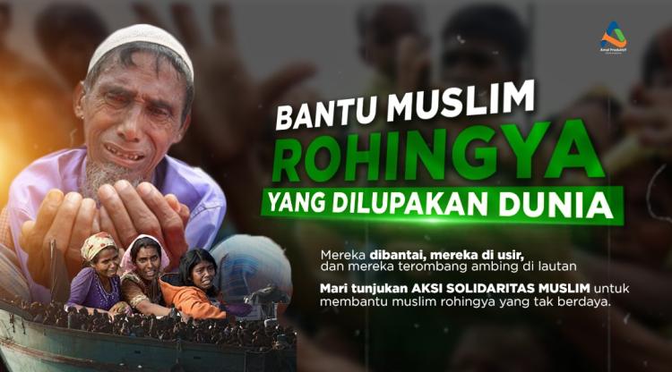 Banner program Aksi Bantu Saudara Muslim Rohingya di Aceh