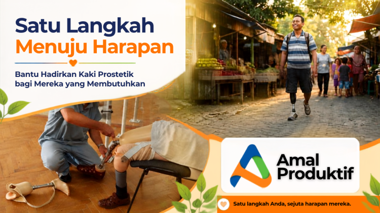 Banner program Bantu Mereka Melangkah Kembali dengan Kaki Prostetik