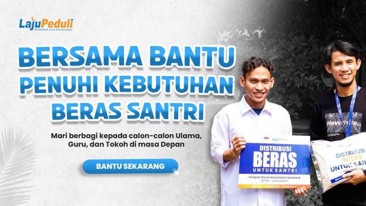 Banner program Bersama Bantu Penuhi Kebutuhan Beras Santri