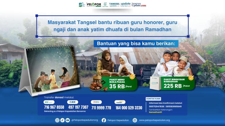 Banner program Masyarakat Tangsel Bantu Ribuan Guru Honorer, Guru Ngaji Dan Anak Yatim Dhuafa Di Bulan Ramadhan