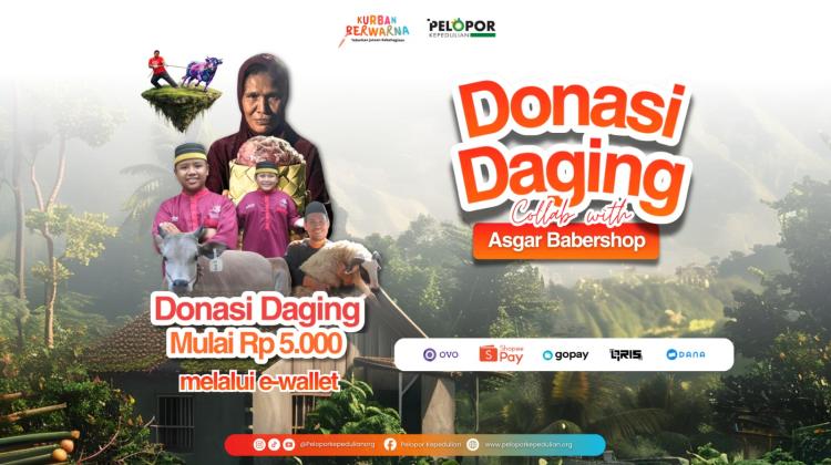 Banner program Donasi Daging Collab With Asgar Barbershop