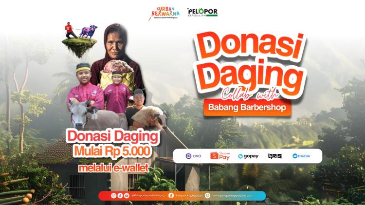 Banner program Donasi Daging Collab With Babang Barbershop