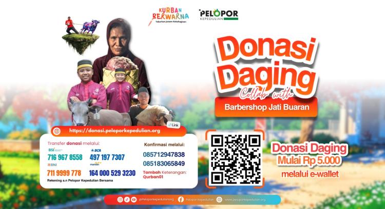 Banner program Donasi Daging Collab With Barbershop Jati Buaran