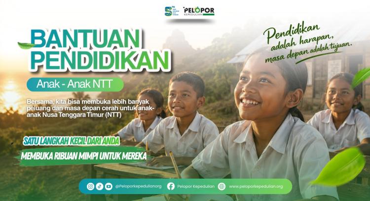 Banner program Bantuan pendidikan untuk anak anak di NTT