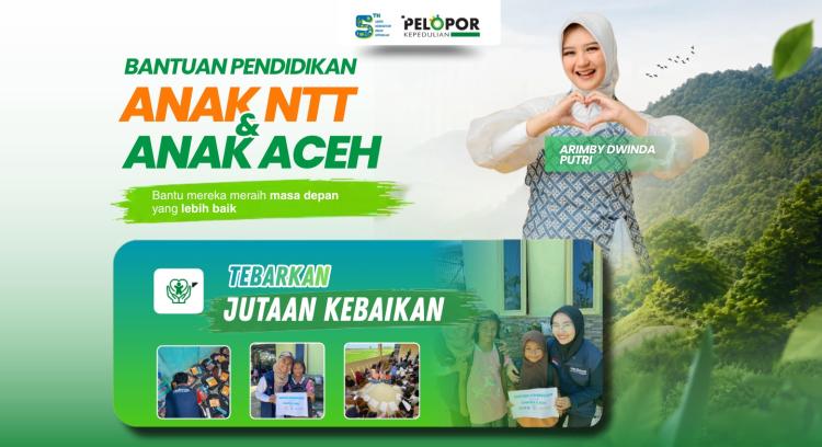 Banner program Bantuan pendidikan untuk anak-anak di NTT Collaboration with Arimby Dwinda Putri