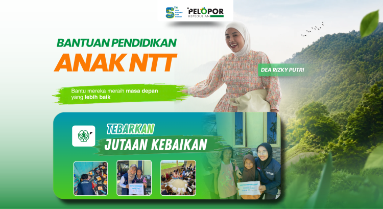 Banner program Bantuan Pendidikan Anak Anak NTT Ft. Dea Rizky Putri
