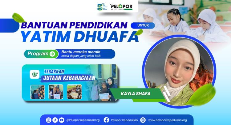 Banner program Bantuan Pendidikan Untuk Yatim Dhuafa Ft Kayla Shafa