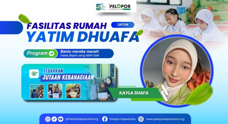 Banner program Bantuan Fasilitas Rumah Untuk Yatim Dhuafa Ft Kayla Shafa