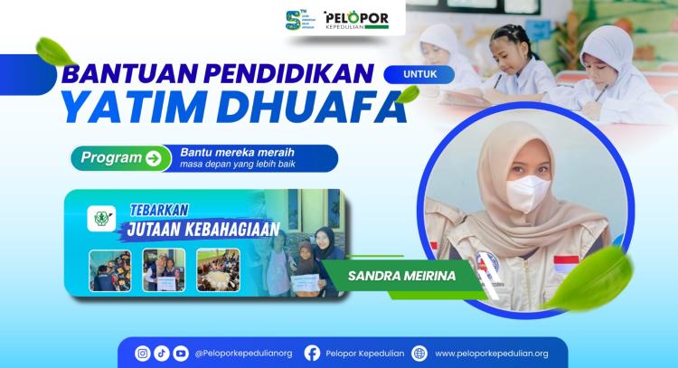 Banner program Bantuan Pendidikan Untuk Yatim Dhuafa Ft Sandra Meirina