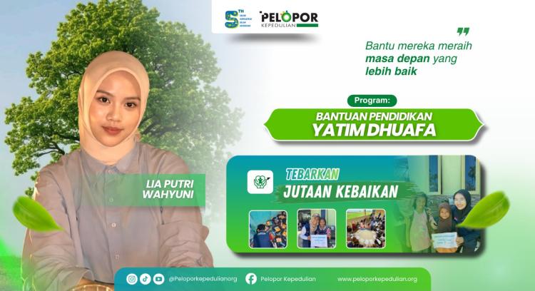 Banner program Bantuan Pendidikan untuk Yatim dan Dhuafa Ft Lia Putri Wahyuni