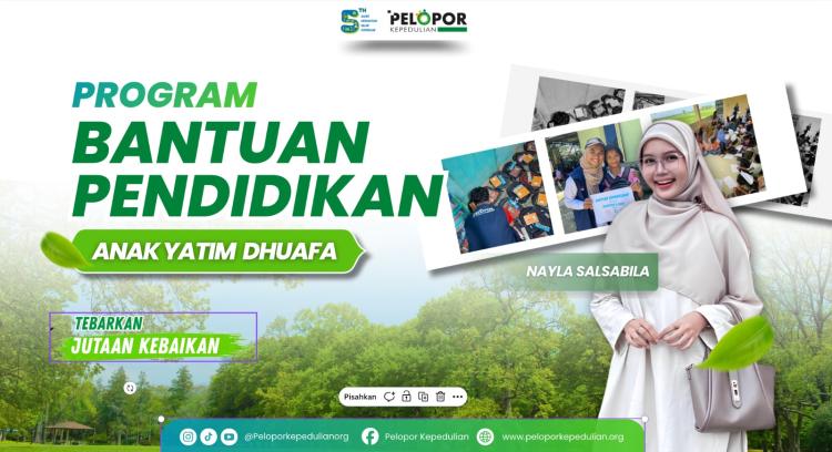 Gambar banner bantuan Pendidikan Anak-anak Yatim Dan dhuafa Ft Nayla Salsabila 