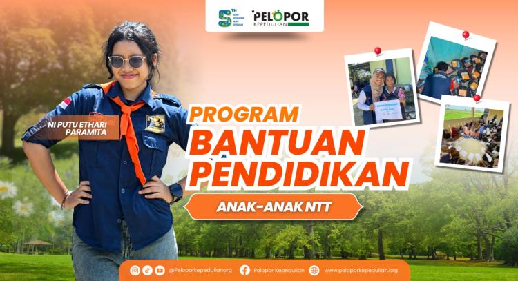 Banner program Bantuan Pendidikan Anak NTT ft Ni Putu Ethari Paramita