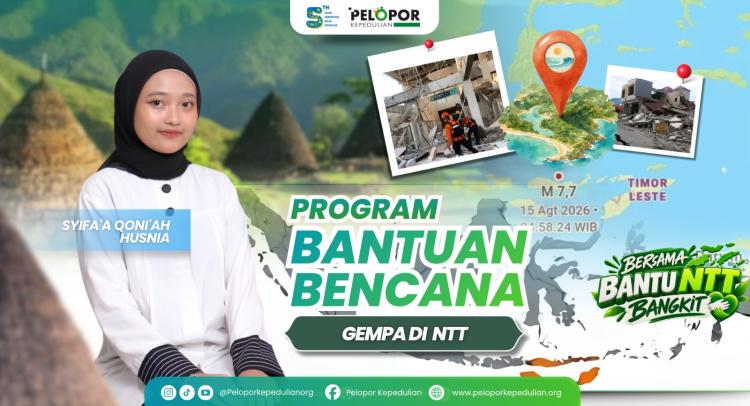Banner program Bantuan kemanusiana untuk gempa ntt ft Syifaa Qoniah Husnia
