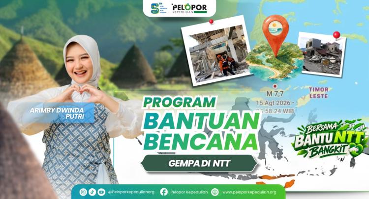 Banner program Bantuan kemanusiana untuk gempa ntt ft Arimby Dwinda Putri