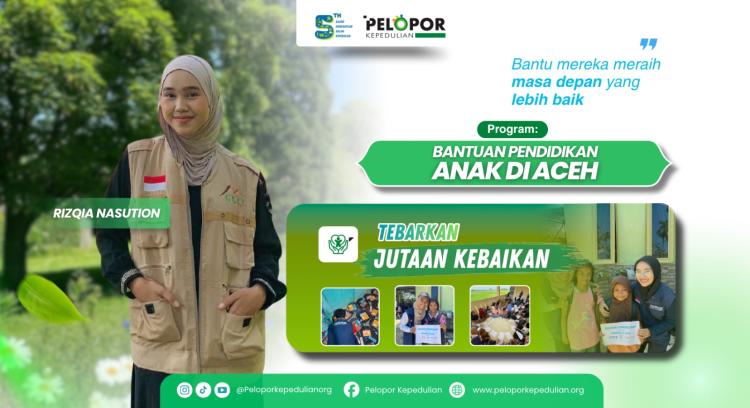 Gambar banner Bantuan pendidikan untuk anak-anak di Aceh ft Rizqia Nasution