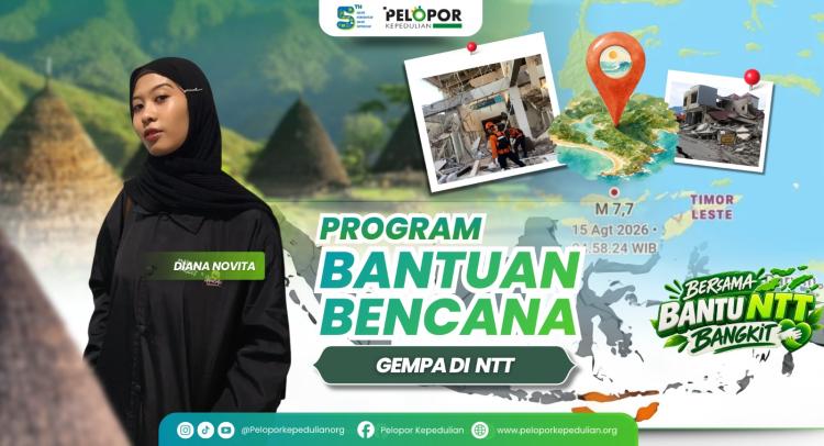 Banner program Bantuan Bencana Gempa di NTT ft Diana Novita