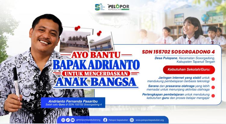 Banner program Bantu Guru Nanda Pasaribu Mencerdaskan Anak Bangsa