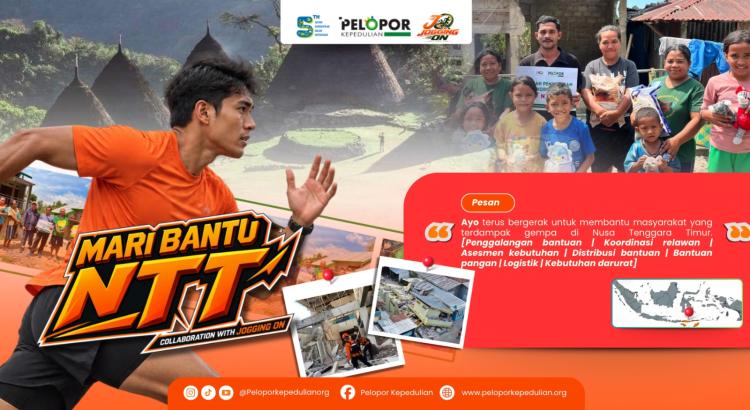 Banner program Bantuan kemanusiaan untuk gempa NTT ft Jogging on