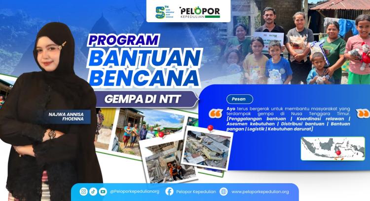 Banner program Bantuan Bencana Gempa di NTT FT Najwa Annisa Fhoenna