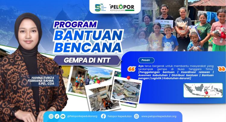Banner program Bantuan Bencana Gempa di NTT ft Hanna Evriza Febriana Rahmi