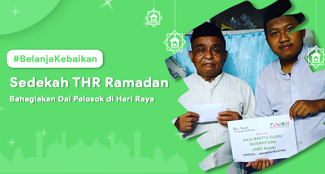 Banner program Belanja Kebaikan THR untuk Dai di Pelosok Desa