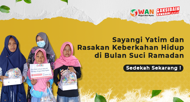 Banner program Raih Berlipat Ganda Kebaikan dengan Berbagi Untuk Anak Yatim di Bulan yang Suci