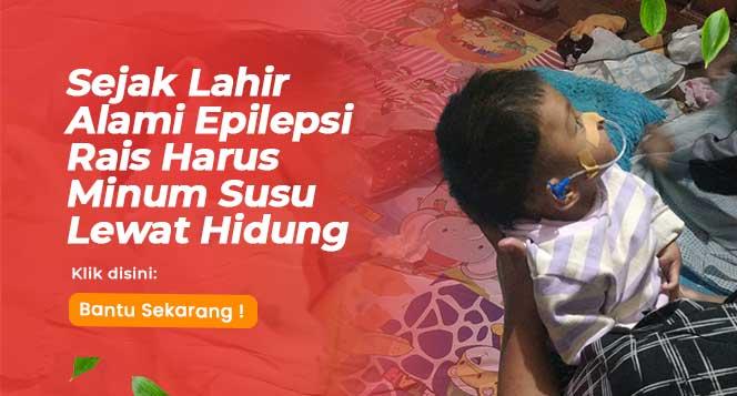 Banner program Bantu Biaya Pengobatan Rais Untuk Sembuh dari Epilepsi