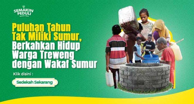 Banner program Semakinpeduli Alirkan Air Bersih Untuk Ratusan Warga Treweng