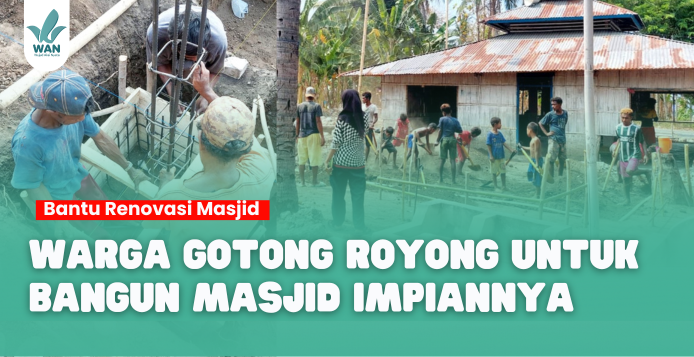 Banner program Bangun Kembali Masjid Al-Hijrah Demi Ibadah yang Layak untuk Warga Banawiah