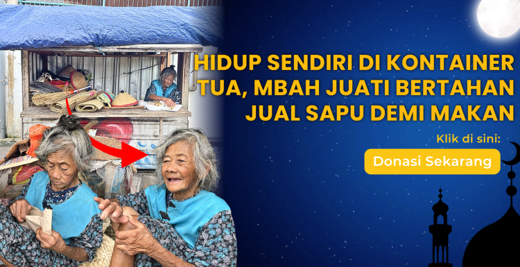 Banner program Sebatang Kara di Usia Senja, Mbah Juati Bertahan Jual Sapu Demi Makan