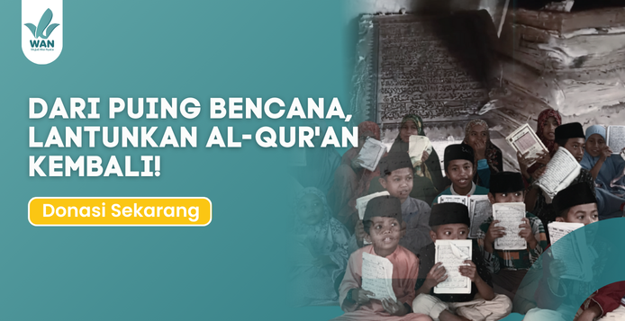 Banner program Bangkit Bersama Al-Quran untuk Santri Terdampak Bencana