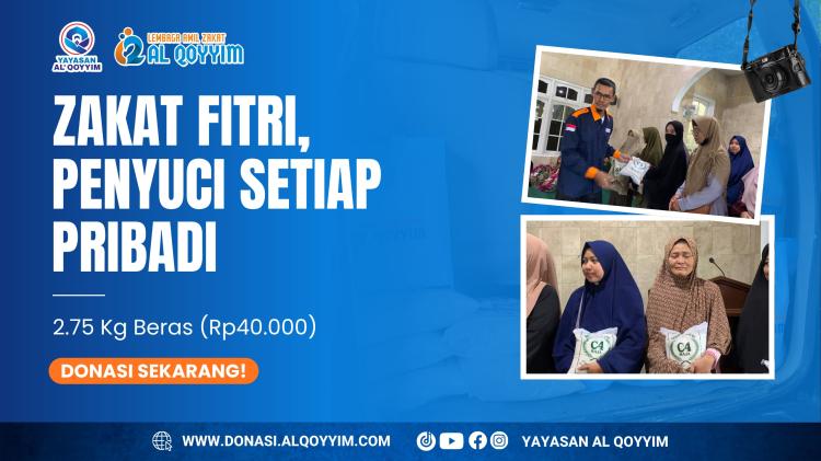 Banner program TUNAIKAN ZAKAT FITRI MELALUI LAZ AL QOYYIM