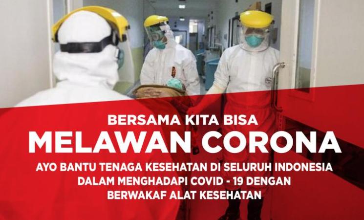 Banner program Wakaf Alat Kesehatan , bersama kita bisa Melawan Corona