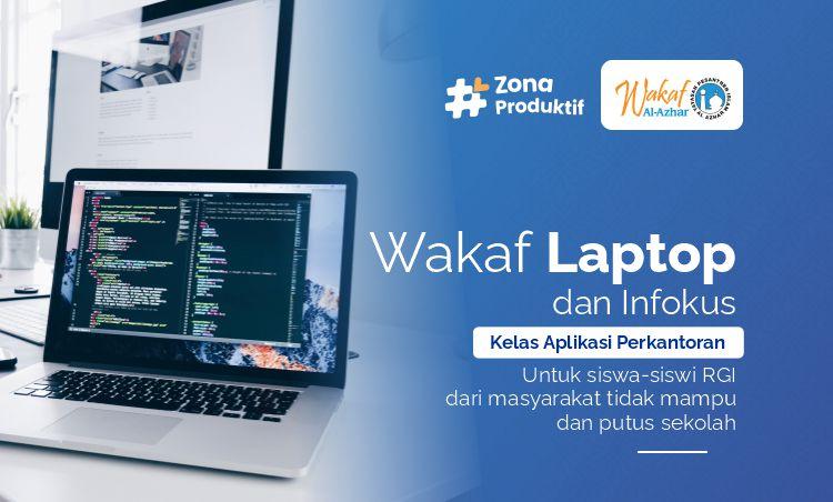Banner program Wakaf Laptop dan Infokus Untuk Diklat Aplikasi Perkantoran