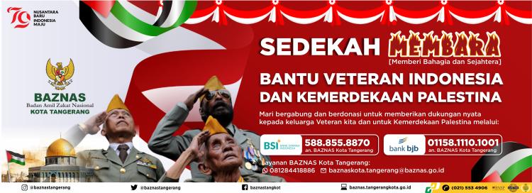 Banner program SEDEKAH MEMBARA, BANTU VETERAN INDONESIA DAN KEMERDEKAAN PALESTINA