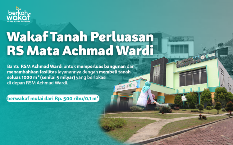 Banner program Wakaf Tanah Perluasan Rumah Sakit Mata Achmad Wardi