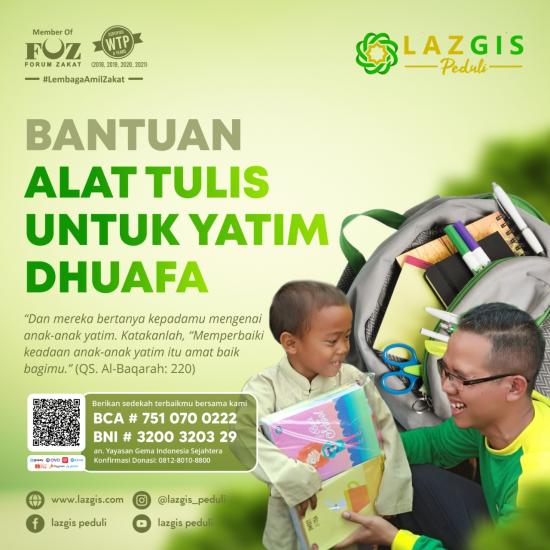 Banner program Rayakan Tahun Baru 1444 H dengan Sedekah Alat Tulis dan Santunan Yatim Duafa