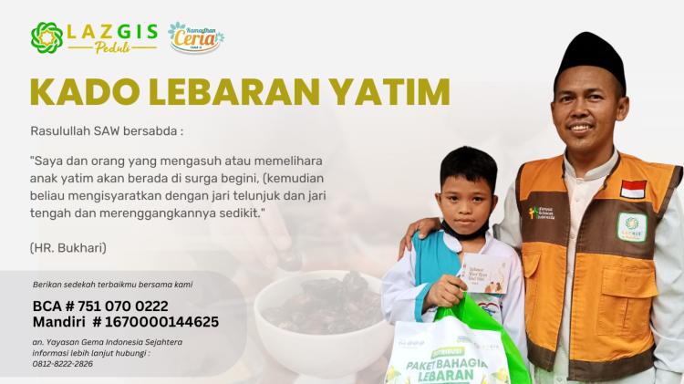 Banner program Bahagiakan Yatim Duafa Dengan Paket Lebaran Ceria