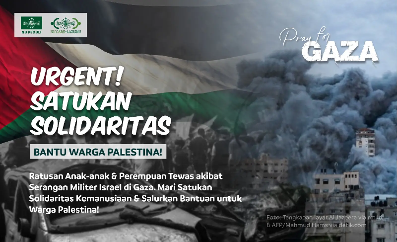 Banner program Urgent Satukan Solidaritas Bantu Warga Palestina