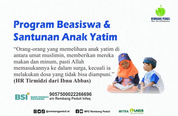 Gambar banner Beramal Dalam Program Beasiswa dan Santunan Anak Yatim, Bisa Berupa Donasi